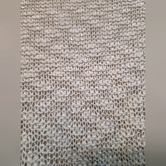 QED London large open knit beige teal ombre sparkle soft longsleeve knit sweater - Picture 2 of 6